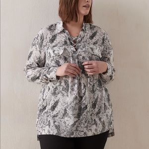 Addition Elle Snake Print Lace Up Tunic Shirt